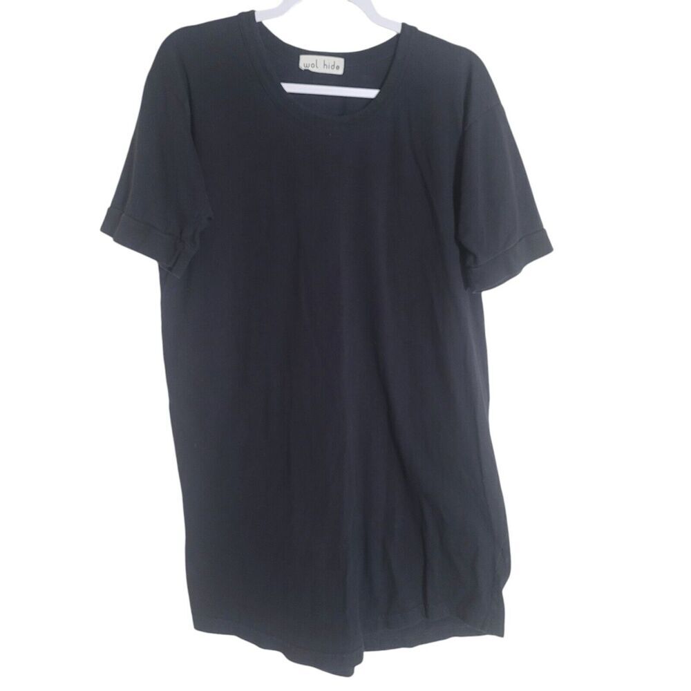 Wol Hide Scoop Tee Dress Women's Size Small Black Cotton Minimalist USA Made